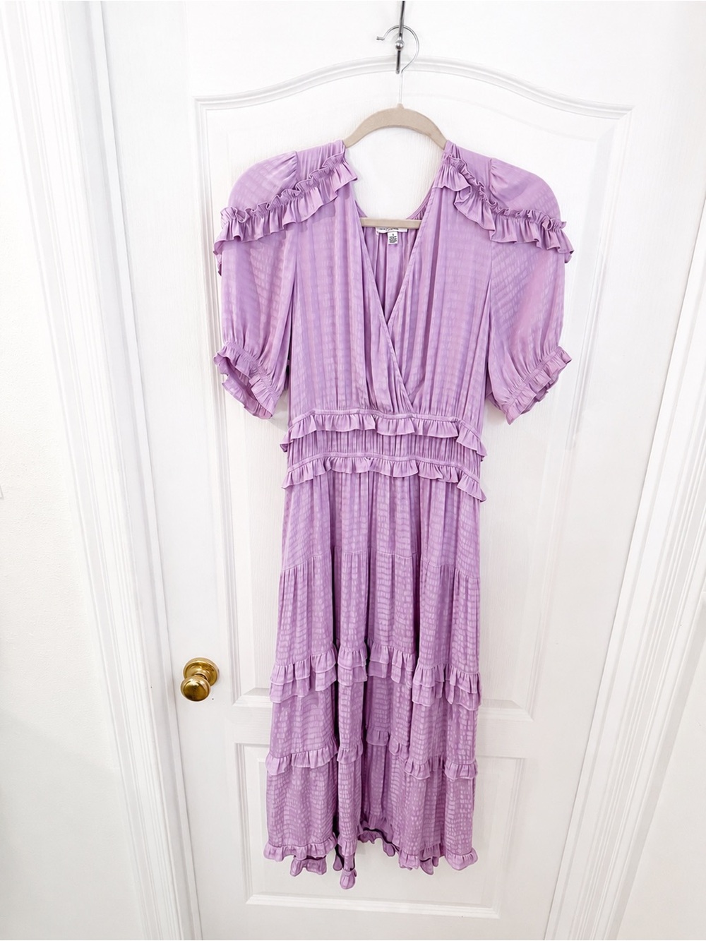 Current Air Lavender Ruffle Tiered Maxi Dress